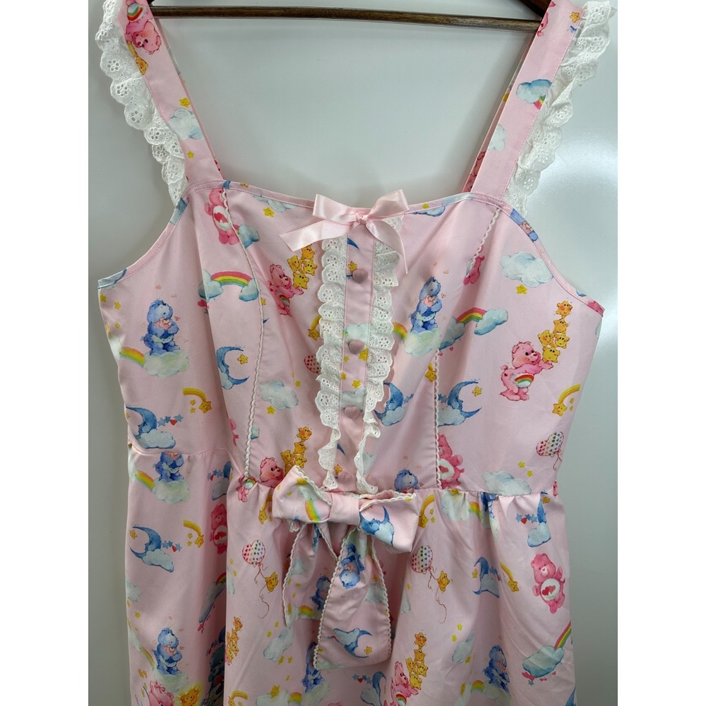 Romwe Care Bears Pink Lace Trim Bow Mini Dress 4XL Kawaii Pastel Rainbow Cosplay - Picture 6 of 15